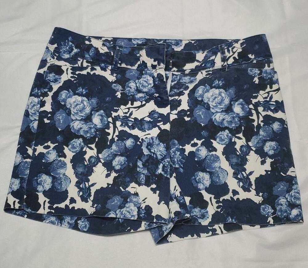 The Limited Blue and White Floral Rose Print Shorts Size 6